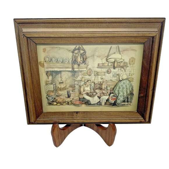 Vintage Anton Pieck 3D Shadowbox Diorama Two Women in a Kitchen Signed 8" X 10" - Picture 6 of 10